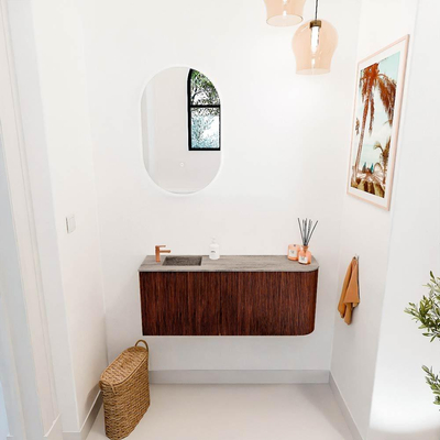 Mondiaz JOYA-DLUX 101.6cm toiletmeubel - ronding rechts kleur Ruby - Wastafel FAYE positie Links 1 kraangat kleur Oza.