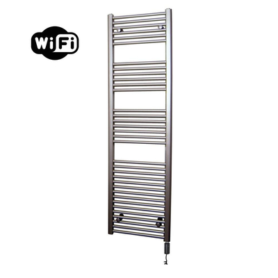 Sanicare HVW Elektrische Radiator - 172x60cm - 1127W - wifi - thermostaat - zwart - rechtsonder - inox look (zilver)