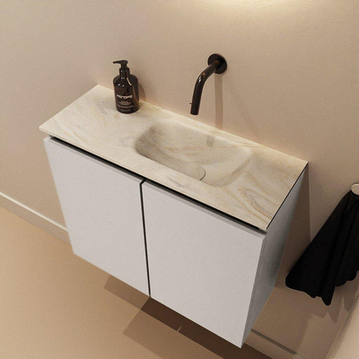 MONDIAZ TURE-DLUX 60cm toiletmeubel Linen. EDEN wastafel Ostra positie rechts. Zonder kraangat.
