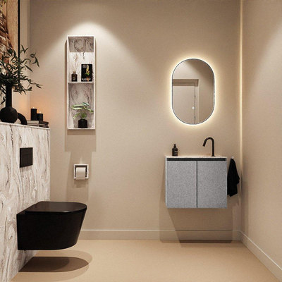 MONDIAZ TURE-DLUX 60cm toiletmeubel Plata. EDEN wastafel Glace positie midden. Met 1 kraangat.