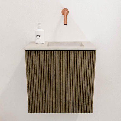 Mondiaz JOYA-DLUX 40cm toiletmeubel - kleur Dusk - Wastafel FAYE positie Rechts Zonder kraangat kleur Ostra.