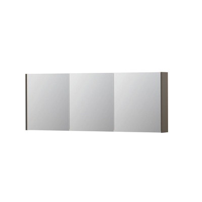 INK SPK1 Spiegelkast - 160x14x60cm - 3 deuren - dubbelzijdige Spiegel - schakelaar en stopcontact - MDF lak taupe mat
