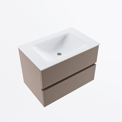 Mondiaz VICA Ensemble de meuble de salle de bain - 70cm - meuble sous-vasque fumée - 2 tiroirs - lavabo nuage milieu - sans trous de robinet - version haute 60cm - talc