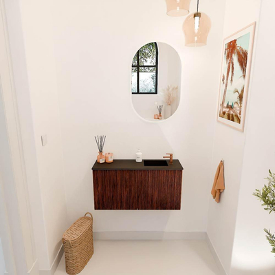 Mondiaz JOYA 80cm toiletmeubel - kleur Ruby - Wastafel FAYE positie Rechts 1 kraangat kleur Urban.