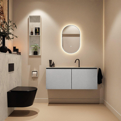MONDIAZ TURE-DLUX 120cm toiletmeubel Plata. EDEN wastafel Opalo positie midden. Met 1 kraangat.