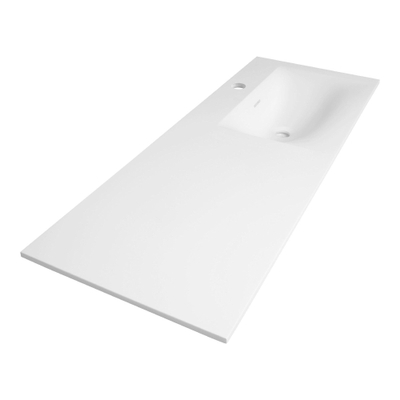 BRAUER Glacier wastafel asymmetrisch 120x46x2cm - 1 wasbak - rechts 1 kraangat- fine stone - mat wit OUTLETSTORE