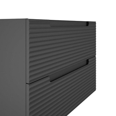 Saniclass Prime Balance Ensemble meuble de salle de bains - 60x55x45cm - 1 vasque ovale en céramique blanche - 1 trou de robinet - 2 tiroirs - miroir rectangulaire - anthracite mat