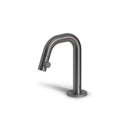 Clou Kaldur fonteinkraan korte uitloop R gunmetal geborst. PVD