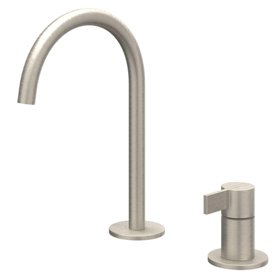 IVY Pact Mitigeur de lavabo - 2 trous - montage sur plage - bec - coldstart - Nickel brossé PVD