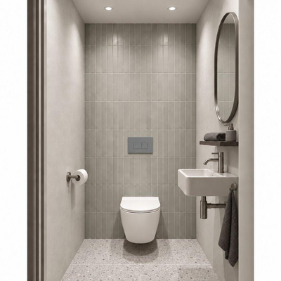 Adema Salina 2.0 Ensemble WC - 48.5x36x32cm - cuvette profonde - sans bride - réservoir encastré QeramiQ - softclose - déclipsable - abattant de WC - plaque de commande en plastique gris clair - touches rectangulaires - blanc