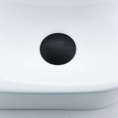 QeramiQ Fuente Ensemble lavabo - 40x21.5x12cm - gauche - lisse - semi-circulaire - 1 trou de robinet - céramique - robinet de lavabo blanc mat - bonde - siphon abaissé - blanc brillant