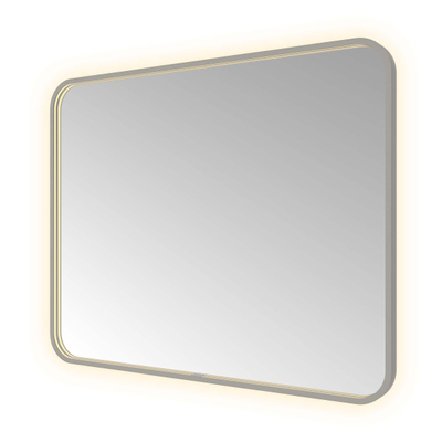 Hotbath &MORE Spiegel - 100x80cm - direct en indirect LED - color changing - spiegelverwarming - met afstandsbediening - PVD - geborsteld gunmetal antraciet