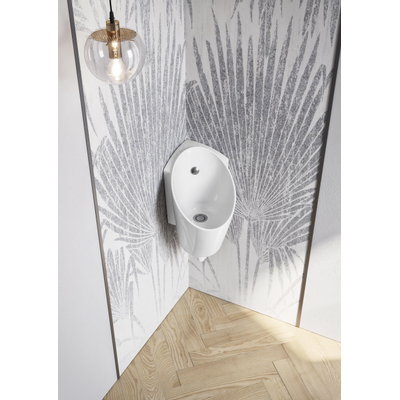 Sanindusa Sanlife urinoir d'angle - 27.8x37.2x45cm - kit de fixation - siphon - répartiteur de chasse - blanc
