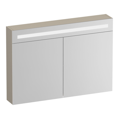 BRAUER Promise Deluxe armoire de toilette - 100x70x15cm - avec éclairage - 2 portes miroir double face - beige mat