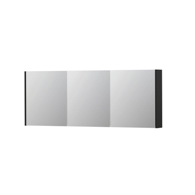 INK SPK1 spiegelkast – 160x60x14 cm – 3 deuren, dubbelzijdige spiegeldeuren – Zwart mat