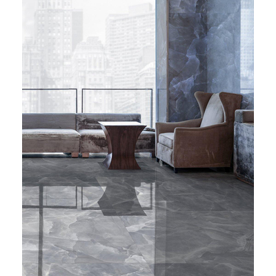 EnergieKer Onyx ek wand- en vloertegel - 80x80cm - gerectificeerd - Natuursteen look - Grey pulido gepolijst (grijs)