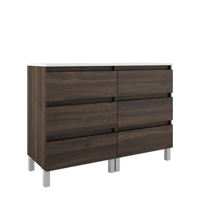 Saniclass Chaci PLUS Meuble de salle de bain - 120x86x46cm - plan de toilette - 6 tiroirs - noyer (hout)