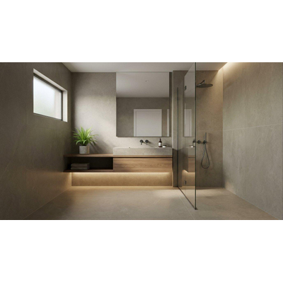 SAMPLE Terravito Allora wand- en vloertegel - 90x90cm - gerectificeerd - Betonlook - Taupe mat (bruin)