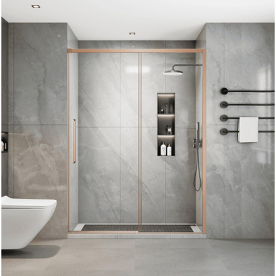 Aqua Vista Lokla Linea nisdeur - 140x200cm - incl. montageset - geborsteld koper
