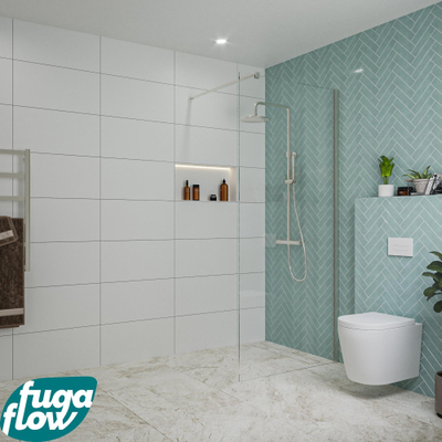 FugaFlow Eccelente Vetro Douche à l'italienne - 90x200cm - verre clair - Inox brossé