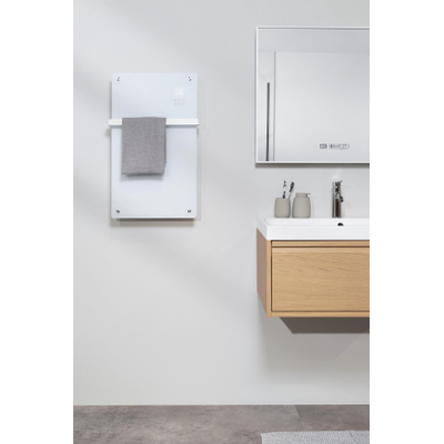 Eurom Alutherm panneau - 81,5x43,8cm - IP24 - 1200watt - wifi - mural - Vertical - métal/verre - blanc