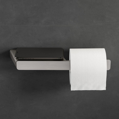 Geesa Shift Porte-rouleau de papier toilette sans couvercle avec tablette inox brossé