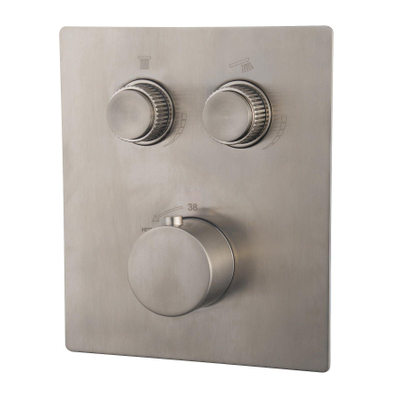 Wiesbaden Caral Klik Pro Mitigeur thermostatique encastré pour douche 2 fonctions avec corps encastré acier brossé