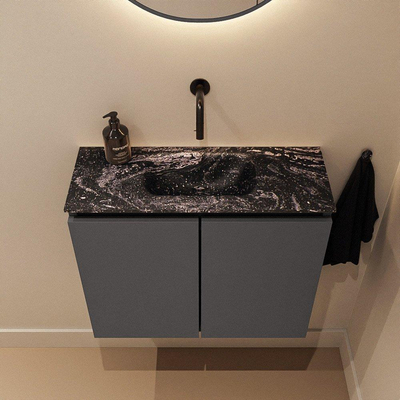 MONDIAZ TURE-DLUX 60cm toiletmeubel Dark Grey. EDEN wastafel Lava positie midden. Zonder kraangat.