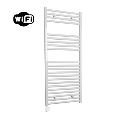 Sanicare HPW Elektrische Radiator - 111.8x60cm - 730W - wifi - thermostaat - wit - linksonder - wit
