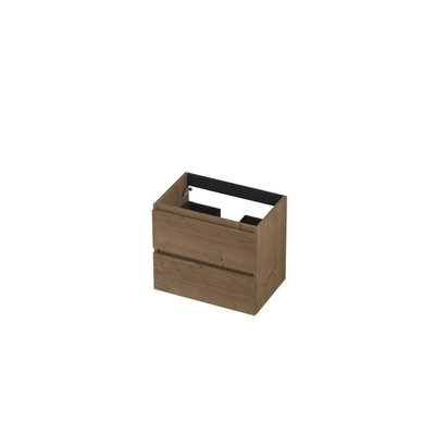 INK Wastafelonderkast - 60x40x52cm - 2 lades - greeploos - met houten keerlijst - MDF - Ash grey
