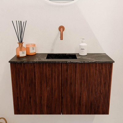 Mondiaz JOYA-DLUX 70cm toiletmeubel - kleur Ruby - Wastafel FAYE positie Midden Zonder kraangat kleur Lava.