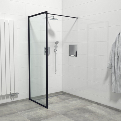 Saniclass Bellini Inloopdouche - 80x200cm - veiligheidsglas - mat zwarte lijst rondom - anti kalk SHOWROOMMODEL