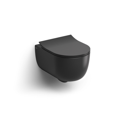 Clou Hammock WC suspendu sans bride 37x49cm abattant fin Céramique Noir mat