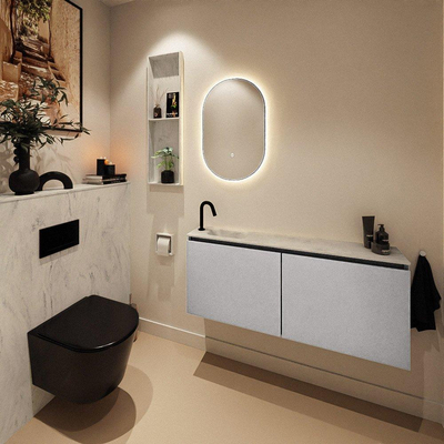 MONDIAZ TURE-DLUX Meuble toilette - 120cm - Plata - EDEN - vasque Opalo - position gauche - 1 trou de robinet