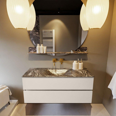 MONDIAZ VICA-DLUX Ensemble meuble de salle de bains - 120cm - meuble bas linen - 2 tiroirs - lavabo encastré cloud centré - sans trous de robinet - version haute 60cm - lava