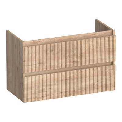 BRAUER Joy Wavy meuble sous-lavabo peu profond 80 2 tiroirs softclose - sans poignées - 1 découpe pour siphon - Forest Wheat