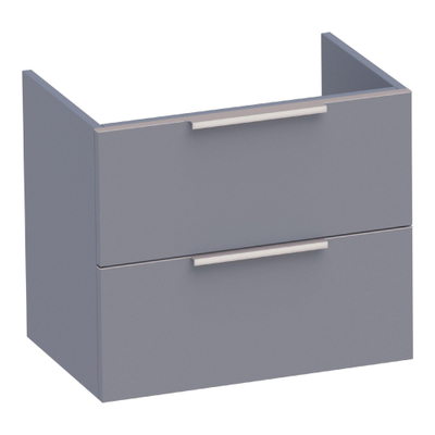 Saniclass EVO Small WastafelOnderkast - 60x39x50cm - 2 softclose lades - standaard greep - 1 sifonuitsparing - MDF - mat grijs