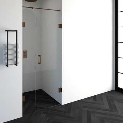 BRAUER Créer porte de douche 90x200cm 2 pièces sans cadre avec anti-calcaire et verre de sécurité 8mm cuivre