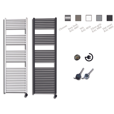 Sanicare radiateur électrique design 172 x 45 cm aspect inox avec thermostat noir