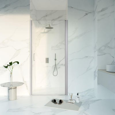 Fortifura Galeria Porte de douche - 80x200 - Profil - verre de sécurité - anti-calcaire - Inox brossé PVD (inox)