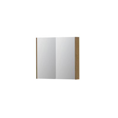 INK SPK2 spiegelkast – 80x74x14 cm – 2 deuren, dubbelzijdige spiegeldeuren – Fineer Natur mat