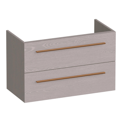 BRAUER Trust meuble de salle de bains sous-lavabo peu profond 80 excl. poignées rapportées 2 tiroirs à fermeture en douceur et 1 découpe pour siphon - Timber Greige