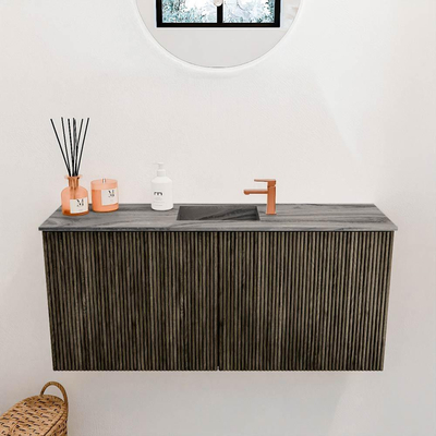 Mondiaz JOYA-DLUX 90cm toiletmeubel - kleur Shadow - Wastafel FAYE positie Midden 1 kraangat kleur Sombra.