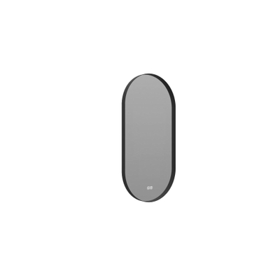 Thebalux Type P spiegel – ovaal – 45x90 cm – indirecte LED rondom – spiegelverwarming – Zwart mat