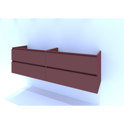 HR badmeubelen Infinity Meuble sous lavabo - 180x44.8x55cm - 4 tiroirs - double découpe siphon - sans poignée - terra mat