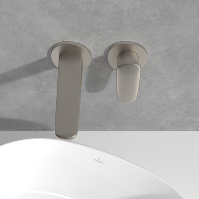 Villeroy & Boch Antao 2 gats - eengreeps wastafelmengkraan - wandmontage - Brushed Nickel (rvs)