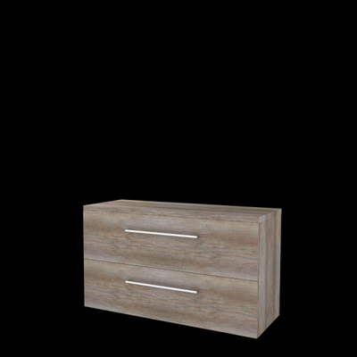 Basic-Line Start 46 ensemble de meubles de salle de bain 120x46cm avec poignées 2 tiroirs plan vasque mfc scotch oak