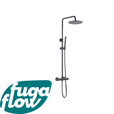 FugaFlow Eccelente Sobrado Badkamer Thermostatische Regendoucheset - 25cm - ronde hoofddouche - staafhanddouche - zwart mat