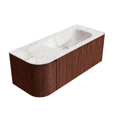 Mondiaz KURVE-DLUX Badkamermeubelset - 115x46x40cm - 1 lade - 1 deur - wastafel solid surface - rechts - zonder kraangat - Ruby