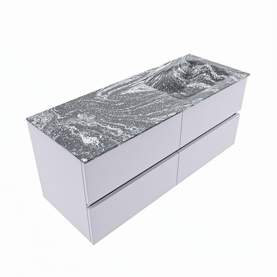 Mondiaz VICA-DLUX ensemble de meuble de salle de bain - 120cm - meuble sous-vasque cale - 4 tiroirs - lavabo encastrée cloud droite - sans trous de robinet - version haute de 60cm - lave